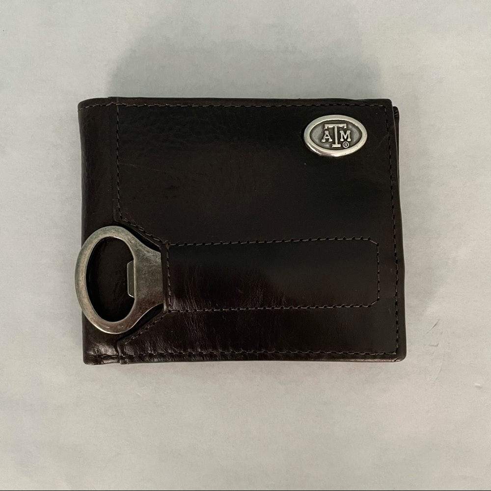 Texas A&M Leather Bifold Wallet with Bottle Opener